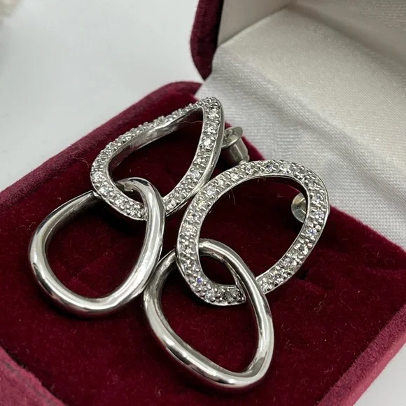 Vintage Sterling Silver Dangle Earrings with Brilliant Sparkle - Picture 3 of 15